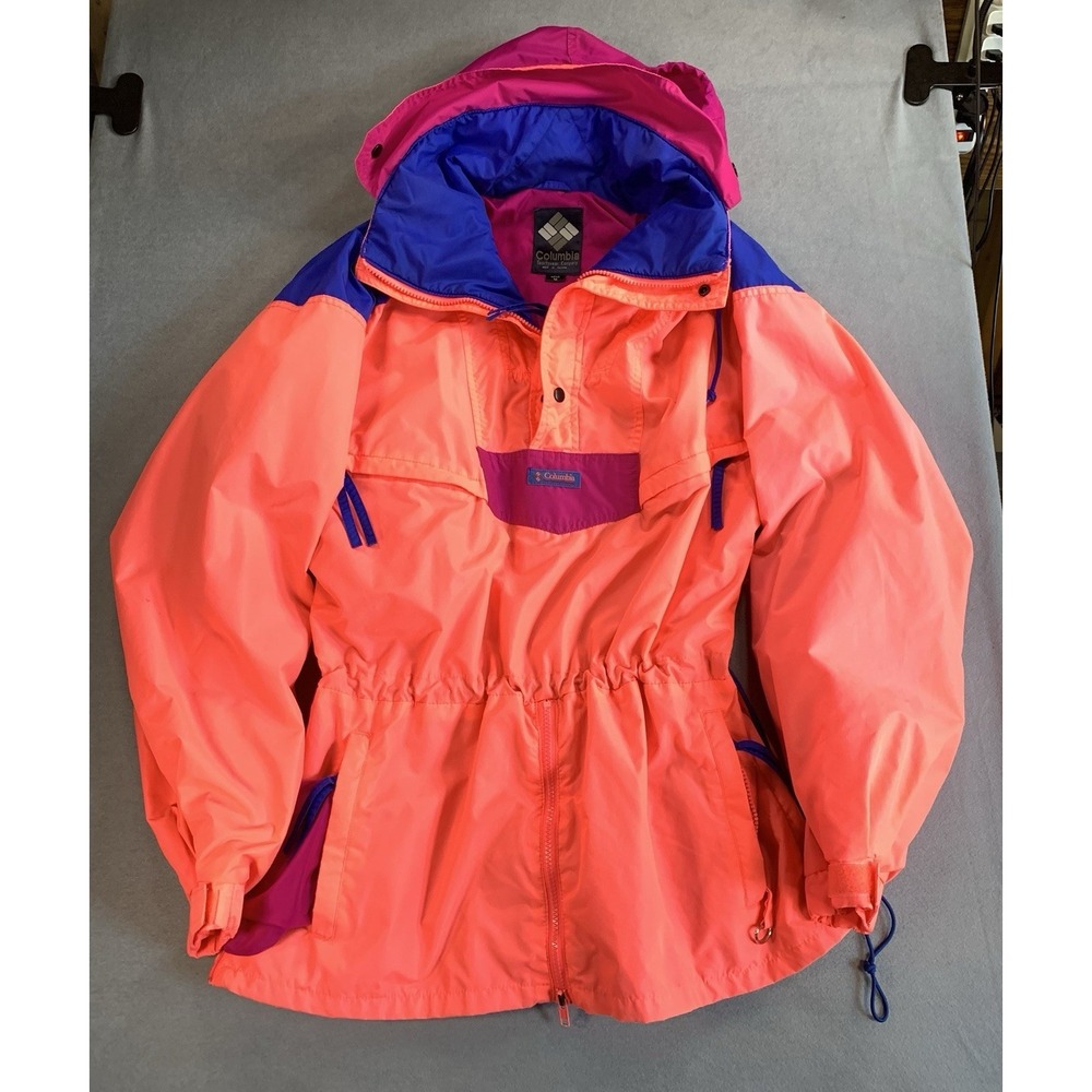 Vintage 90s Columbia Hooded Loud Colorblock Ski Jacket Pullover Mens Medium